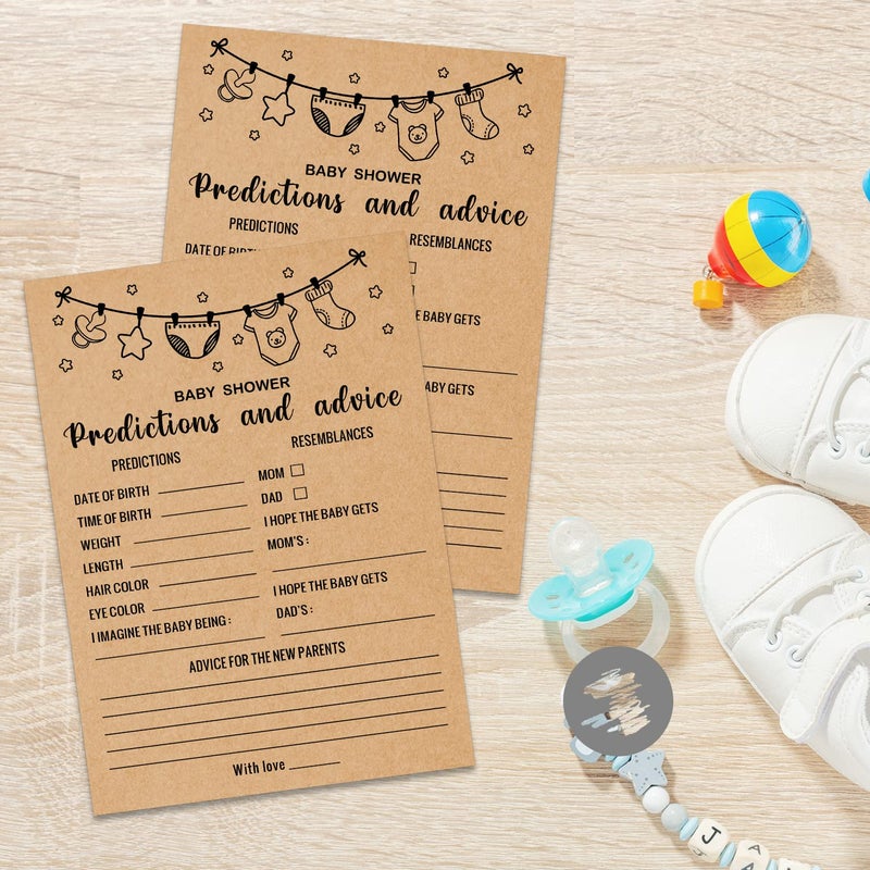 Misaidou Baby Predictions and Advice Baby Shower Game, Girl or Boy Babies New Parent Message Advice Book, Baby Shower Party Games Supplies & Activities, 30 Game Cards Included, Kraft - Image 3